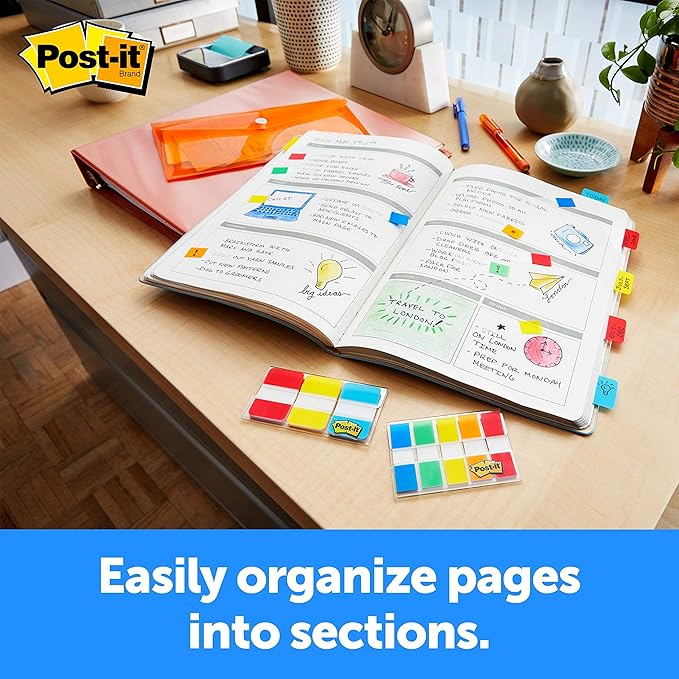 Post-it Tabs, 1 in, 36/Dispenser, Pack of 2 | 6 Colors | Solid Style