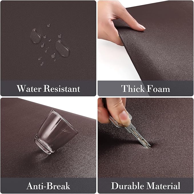 HappyTrends 2 PCS Kitchen Mat Cushioned Anti-Fatigue Floor Mat, Heavy Duty Ergonomic Comfort Foam Standing Mat, Waterproof Non-Slip Kitchen Rugs for Home, Office, Laundry,Chocolate