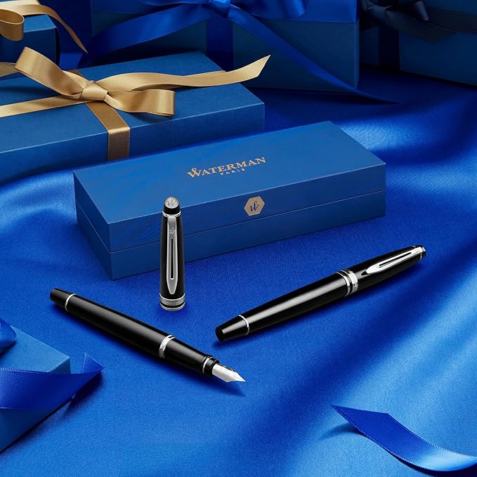 Waterman Expert Rollerball Pen, Gloss Black with 23k Gold Trim, Fine Point, Black Ink, Luxury Pen in Gift Box, Great Gift for Coworker