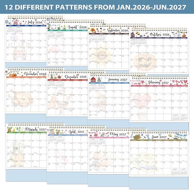 Desk Calendar 2026-2027 - 18 Months Desktop Calendar 2026-2027, July 2026 - December 2027, 10'' x 8.3'', Standing Flip Desktop Calendars for Office, Home, School