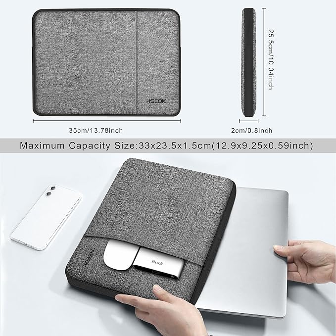 Hseok Laptop Case 13.3 Inch Sleeve Recycled Water Resistant Cover for MacBook Pro 14" M4 M3 M2 M1 and All Model 13.3" Mac Air/Pro, XPS 13 14 and Most Popular 13"-14" Notebooks,D02G03