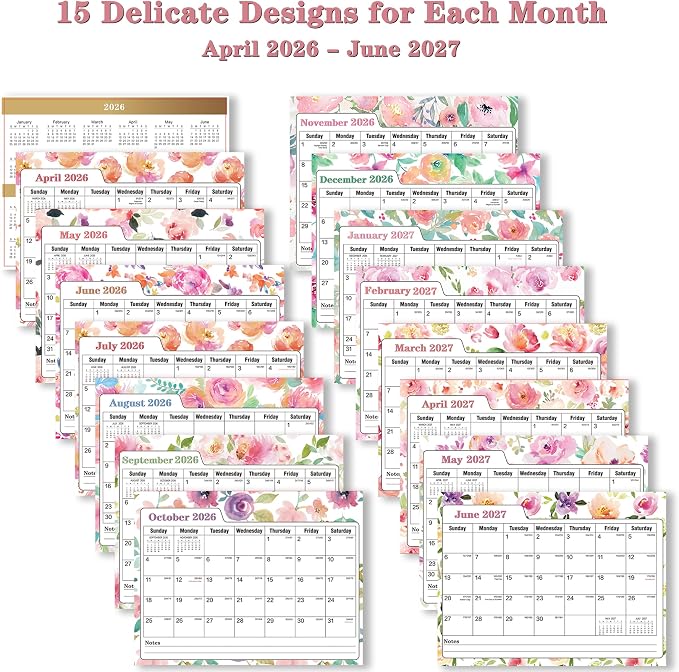 Small Desk Calendar 2026-2027 - Standing 2026 Desk Calendar, APR.2026 to JUN.2027, 8" x 6", Monthly Flip Desktop Calendar with Stickers, Your Personal Desk Planner for Home Office