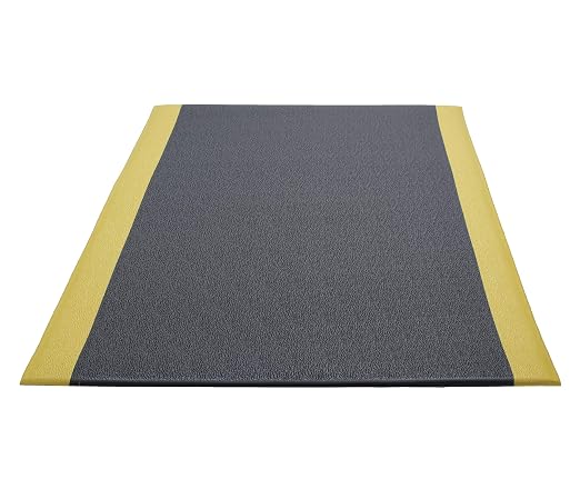 Guardian 240276001BY Soft Step Anti-Fatigue Floor Mat, Vinyl, 27"x 60", Black with Yellow Stripe