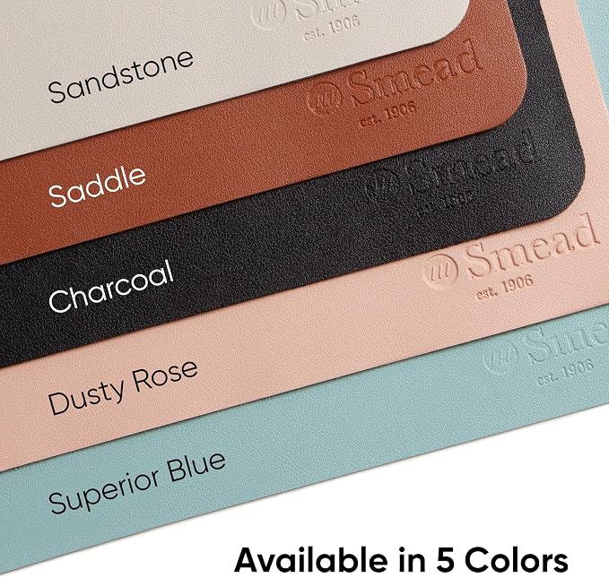 Smead Desk Pad, Vegan Leather Desk Mat with Non-Slip Faux Suede Backing, Perfect Desk Organizer for Office Decor, 31.5” x 15.7” Medium, Sandstone (64831)