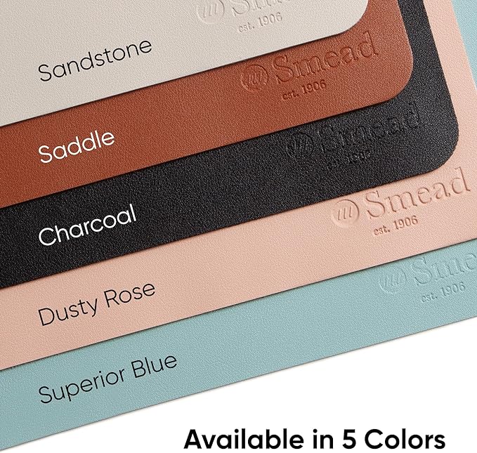 Smead Desk Pad, Vegan Leather Desk Mat with Non-Slip Faux Suede Backing, Perfect Desk Organizer for Office Decor, 36” x 17” Large, Sandstone (64826)