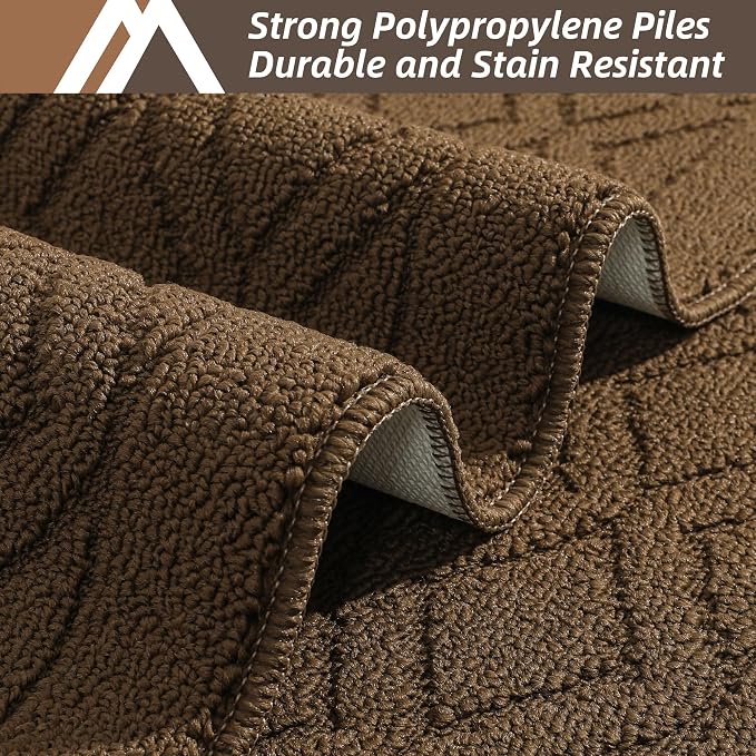 COSY HOMEER 48x20 Inch/30X20 Inch Kitchen Rug Mats Made of 100% Polypropylene 2 Pieces Soft Kitchen Mat Specialized in Anti Slippery and Machine Washable,Brown