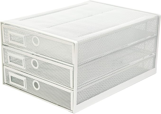 Exerz Paper Sorter 3 Drawer Wire Mesh A4 / Desk Multifunctional Desk Organiser/Multi-Layer Letter Tray - for Documents, Magazines, Notebooks and Letter (White) | Desk Organiser Pull Out Trays Keep Files Letters Magazines Folders Notebooks Neatly Separa...