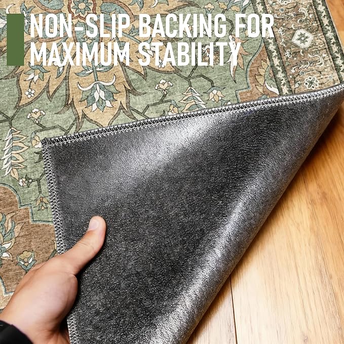 48"x60" Office Chair Mat for Hardwood, Under Desk Chair Mat for Home Office, Anti-Slip Office Rugs for Rolling Chairs, Floor Protector Washable Rugs Olive Green