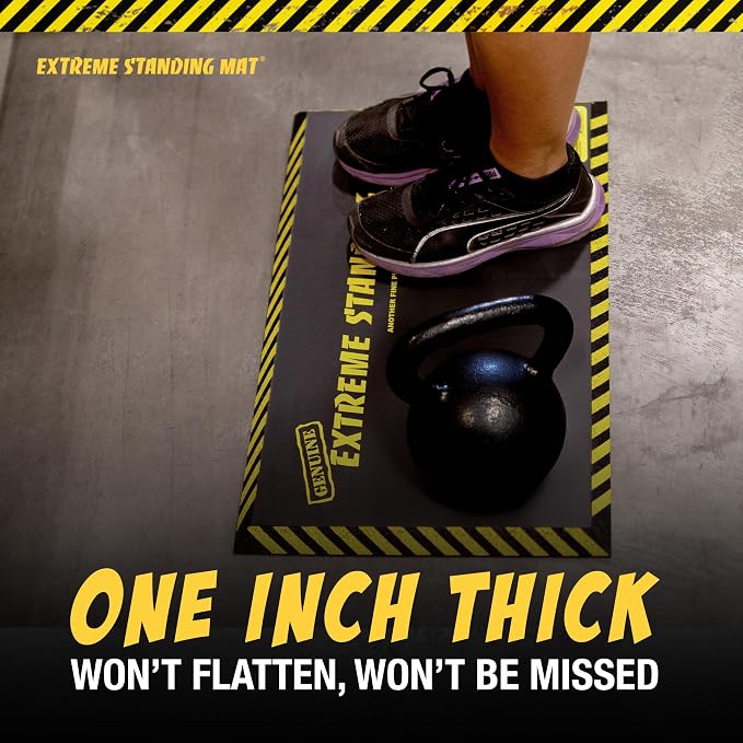 16” x 28” - 1” Thick | Anti Fatigue Mats for Standing | Industrial Antifatigue Mat with Safety Stripes | Anti Fatigue Mat for Workplace, Kitchen Standing Mat