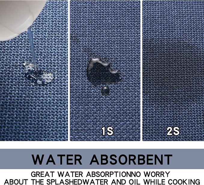 SUMLANS Kitchen Mat, Cushioned Non Slip Rugs for Kitchen Floor, Absorbent Runner Comfort Standing Mats Washable for Kitchen, Office, Home (Dark Blue, 35.4"x71")