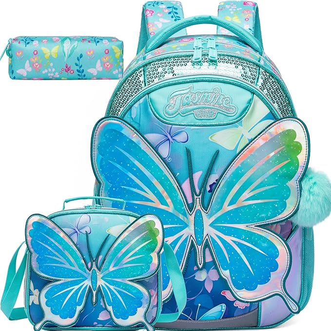 Meetbelify Backpacks for Girls School Bag Cute Girls Backpacks Ages 8-10 with Lunch Box Kids Bookbag Set Travel Backpack for Elementary Students Backpack to School Supplies