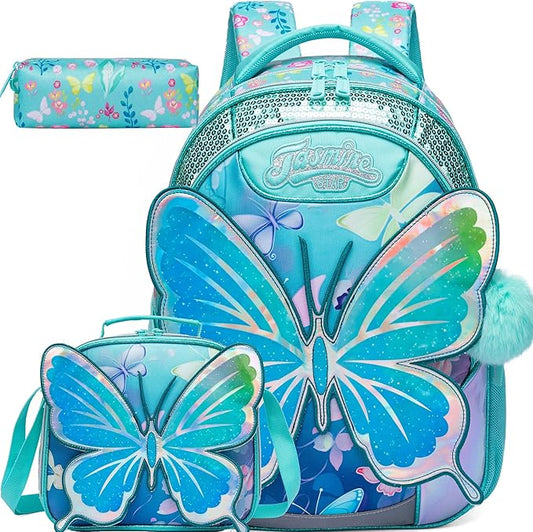 Meetbelify Backpacks for Girls School Bag Cute Girls Backpacks Ages 8-10 with Lunch Box Kids Bookbag Set Travel Backpack for Elementary Students Backpack to School Supplies