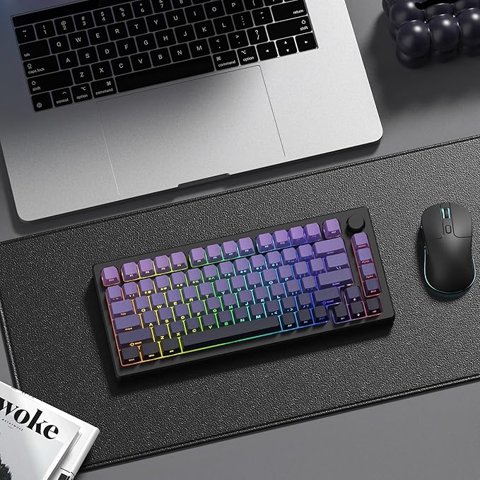 dagaladoo Double Shot PBT keycaps Set,Shine Through keycaps 60% 75%,OEM Profile Keyboard keycaps,Gradient Purple,Side Printed keycap for Mechanical Gaming Keyboards（136key）