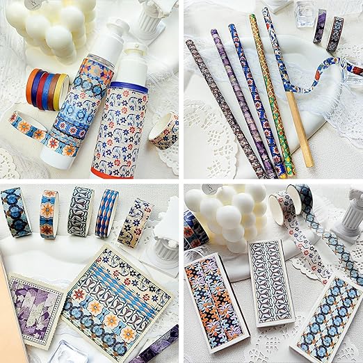NANYNNU Floral Washi Tape Set, 56 Rolls 4 Size Flower Colored Decorative Blooms Masking Tapes for Scrapbooking, DIY Crafts, Bullet Journal Supplies, Planner, Junk Journal (Symmetry Aesthetics)