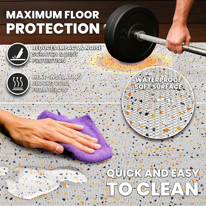 bemaxx Gym Mats Set - 18 pcs EVA Interlocking Foam Floor Tiles (12.6"x12.6"x0.4") 18sqft Protective Gym Flooring Sports Home Workout Exercise Mats Puzzle Garage Fitness Play-Room Pool Treadmill Bike