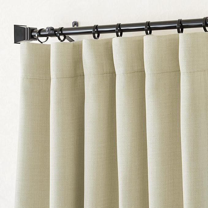 NICETOWN Room Darkening Curtains for Living Room 90 inches Long, Pinch Pleated Curtains Faux Linen Blend Light Blocking Noise Canceling Window Treatments for Bedroom, Linen Beige, W52 x L90, 2 Panels