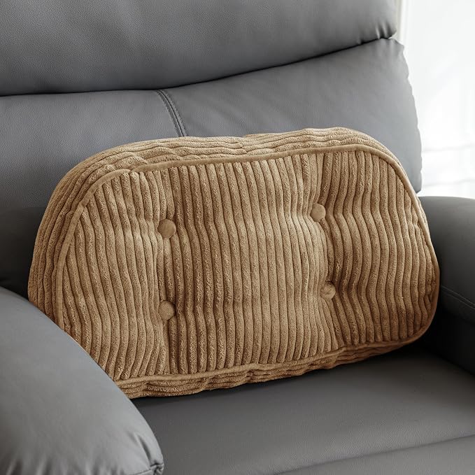 HIGOGOGO Lumbar Support Pillow for Recliner Chair/Accent Chair/Couch/Office Chair, Tufted Corduroy Back Support Cushion for Elderly, Recliner Cushions for Back Rest, Pain Relief, Reading, Coffee