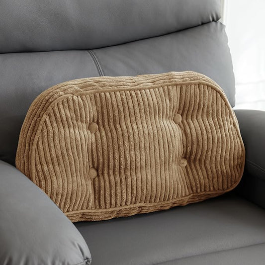 HIGOGOGO Lumbar Support Pillow for Recliner Chair/Accent Chair/Couch/Office Chair, Tufted Corduroy Back Support Cushion for Elderly, Recliner Cushions for Back Rest, Pain Relief, Reading, Coffee