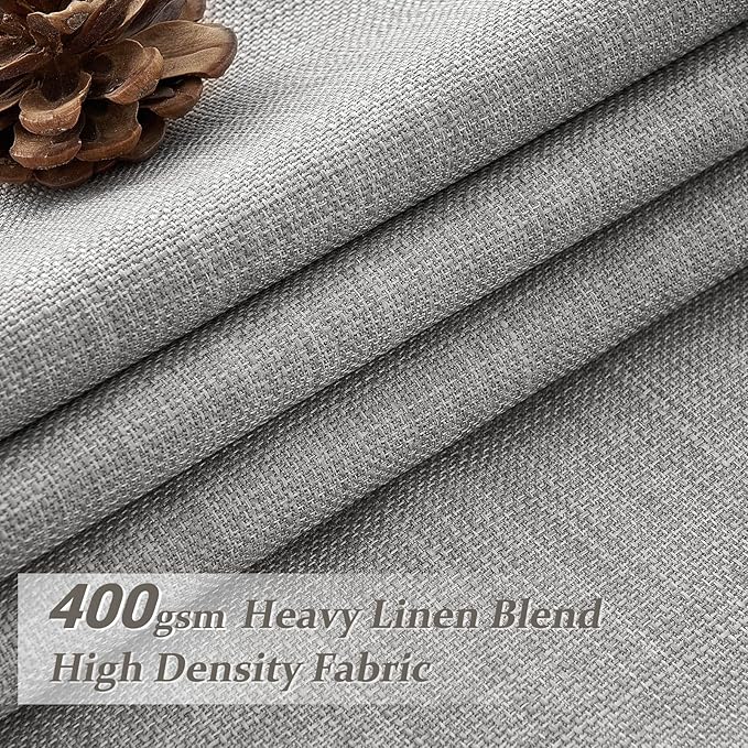 PleatedDrapes Light Grey Dual Layer Linen 92 Inch Office Curtains 2 Panels Set, Memory Trained Pinch Pleat Blackout Noise Cancelling Elegant Windows Curtain for Living Room with Hook 90-92 Inches Long