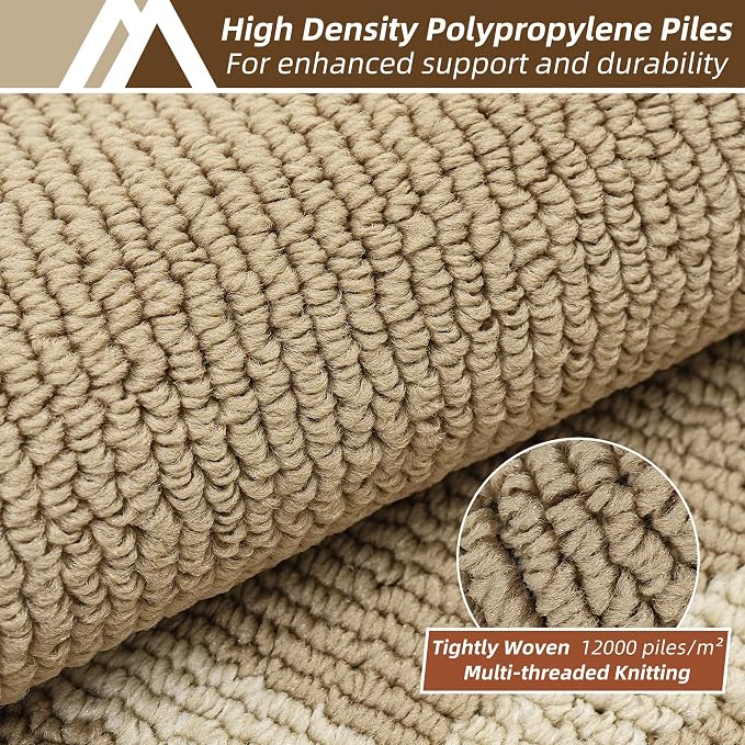 COSY HOMEER Kitchen Rugs Sets 2PCS,Non-Slip Washable Kitchen Mats for Floor,Absorbent and Stain Resistant Kitchen Runner Rugs for Kitchen Sink Laundry Entryway,20"x30"+20"x48",Beige
