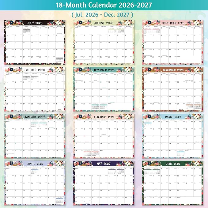Desk Calendar 2026-2027 - Standing Flip Desktop Calendar 2026-2027, 18 Months(July 2026 - December 2027), 10" x 8", Large with Notes, To-dos, Yearly Overview, Thick Paper, Great for Easy Planning