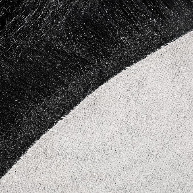 linmopm Faux Fur Sheepskin Rug, Black, 3x3 ft, Round | Shag Fluffy Fuzzy, High-Density Cushion, For Bedroom Bedside Living Room, Plush Carpet, Sofa Cover