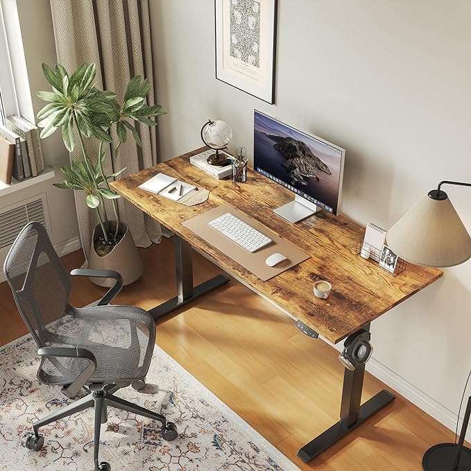 Agilestic Electric Standing Desk, 40 x 24 Inches Height Adjustable Desk, Sit Stand up for Work Office Home, Ergonomic Rising Computer Table with Memory Preset, Rustic Brown
