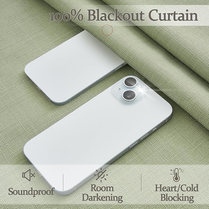 120 Inch Extra Long Sage Green Blackout High Ceiling Curtains for Living Room, Memory Trained Pinch Pleated Two Layer Linen Soundproof Heat Blocking Boho Large Windows Curtain 10FT Length 2 Panels Set