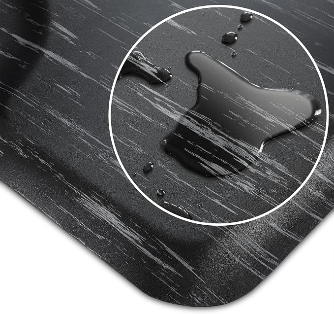 Saloniture 3 ft. x 5 ft. Salon & Barber Shop Chair Anti-Fatigue Floor Mat - Marble Rectangle - 1/2 in. Thick