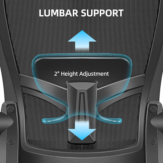 FelixKing Office Chair, Desk Chair with Adjustable Lumbar Support, Ergonomic Computer Chair with High Back and Armrest, Adjustable Height Gaming Chair Home Office Swivel Chair(Black)