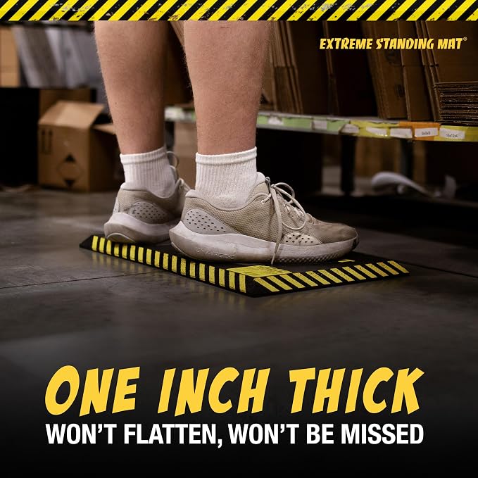14” x 21” - 1” Thick 6pk | 6-Pack of Anti Fatigue Mats for Standing | One Inch ThickIndustrial Antifatigue Mat with Safety Stripes | Kitchen Standing Mat