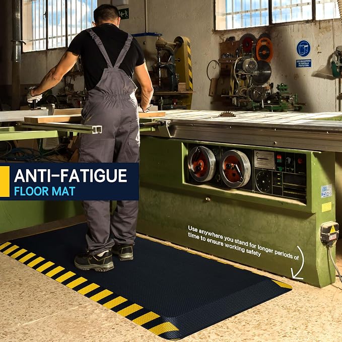FEATOL Anti Fatigue Mat Industrial, Ergonomic Standing Floor Mat for Work for Stand -Safety Support for Leg & Back Pain(Yellow Border, 20" x 48", 2PC)