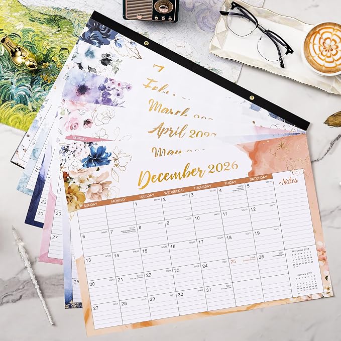 2026-2027 Desk Calendar - 18 Month Desk/Wall Calendar Runs from July 2026 to December 2027, 14.6" x 11.5" Desktop Calendar, Monthly Calendar 2026-2027 for Home Office, or School