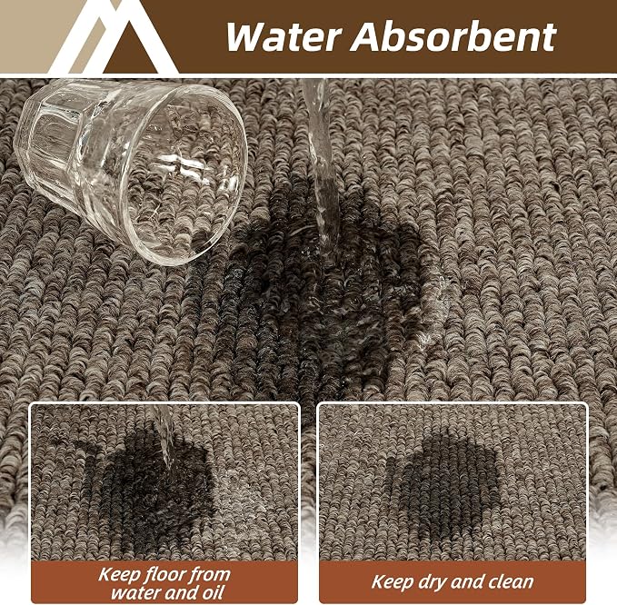 COSY HOMEER Kitchen Rugs Non-Slip 24x35/24x60 Inch Thick Polypropylene Standing Mat for Home Machine Washable, Brown Frame