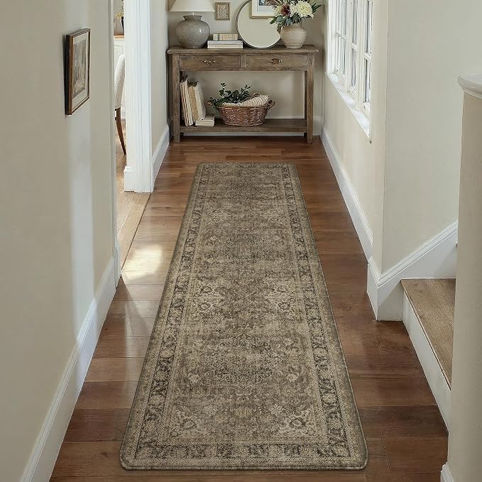 Vintage Kitchen Mats for Floor Anti Fatigue Waterproof Kitchen Rugs Sets of 2 Brown Cushioned Non-Slip Kitchen Mats Comfort Standing Mat for Sink Laundry Office 17.3"×59"+17.3"×30"