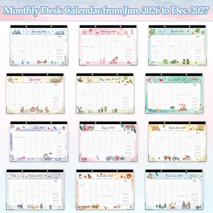 GuassLee Extra Large Desk Calendar 2026-2027 - 19 Months 20" x 30" Jumbo Desk Calendar from Jun. 2026 to Dec. 2027, Large Monthly Planner with Watercolor Design for Office School Home Organizing
