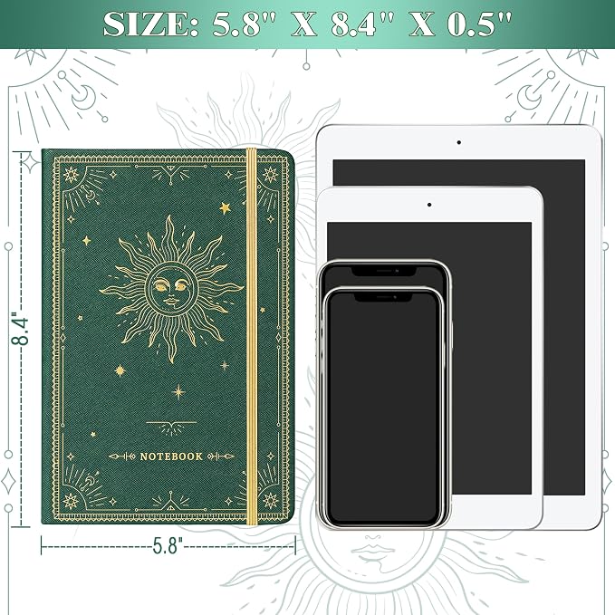 Artfan Ruled Notebook/Journal – Premium Thick Paper Faux Leather Classic Writing Notebook with Pocket + Page Dividers Gifts, Banded, Large, 144 Pages, Hard Cover, Lined (5.8 x 8.4) - Dark Green
