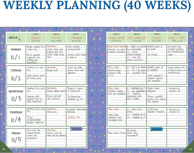 Carson Dellosa Education Fairy Tale Forest Teacher Planner, Undated 8"x11" Lesson Plan Book With Stickers, Class Schedule, Weekly Calendar, Classroom Must Haves, Homeschool Essentials, School Supplies