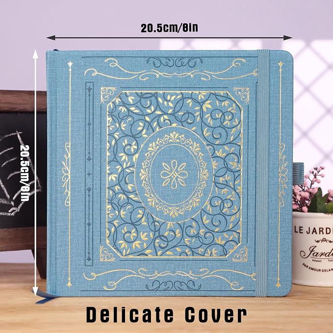 TIEFOSSI Dotted Journal Notebook, Dot Grid Notebook for Women Men, Hardcover PU Leather Journal, 160 GSM Thick Paper, 160 Numbered Pages with Gold Edges, 8 x 8 Square Diary