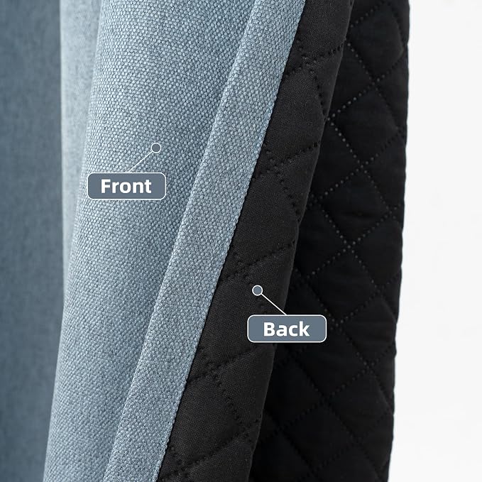 DriftAway Blackout Soundproof Thermal Insulated Linen Textured Curtains with Quilted Thermal Lining for Cold and Heat Blocking Noise Reducing Daytime Sleep 1 PC 52 Inches by 84 Inches Dusty Blue