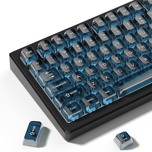 dagaladoo Clear keycaps,Transparent Keyboard keycaps,Jelly Key caps Set,Shine Through keycap，MDA Profile Keyboard caps for Mx Switches Mechanical Keyboard(Haze Blue)
