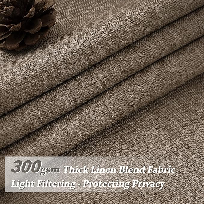 Natural Linen 70 Inch Extra Wide Blackout Large Curtains 108 Inches Long for Dining Room, Memory Shape Pleated Insulated Noise Cancelling Double Layer Decorative Windows Drapes 2 Panels Set 9FT Length