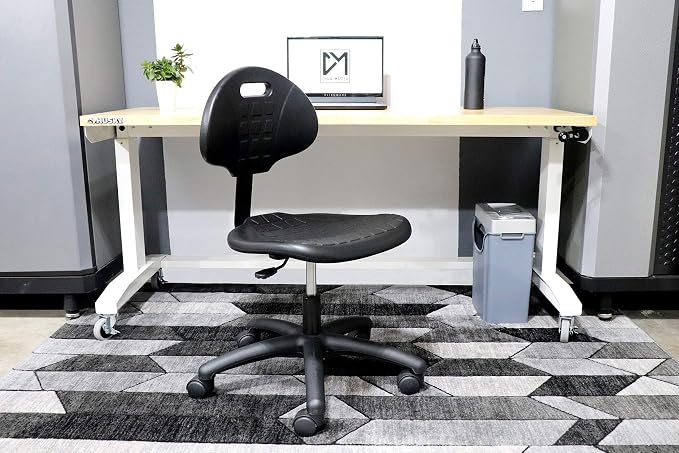 Table Height Chair/Stool-Easy to Clean! Deluxe Ergonomic Polyurethane Chair. 5" of Height Adj (15.5"-20.5") 500 lb Capacity. Automotive, Lab, Garage, Home, Office (Standard, Black)