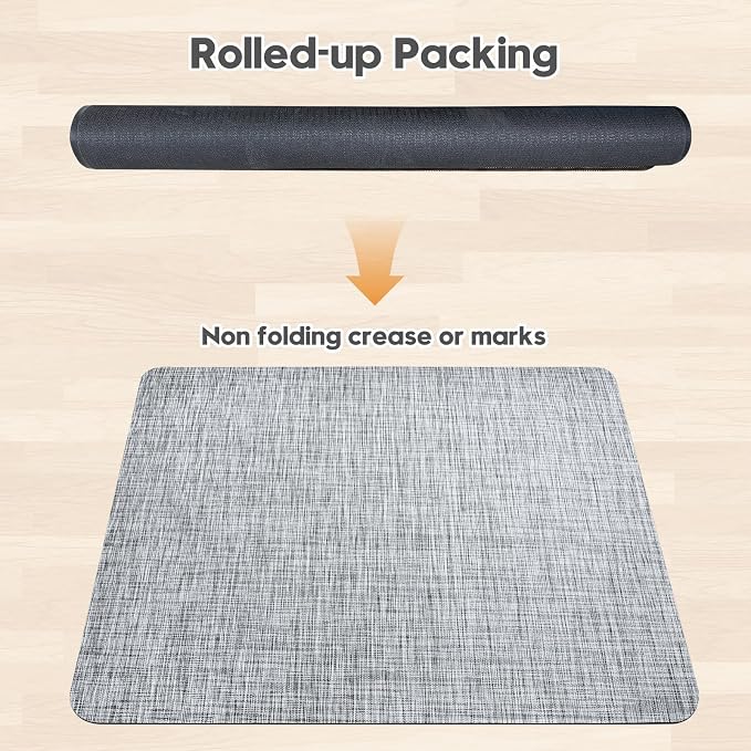Sycoodeal Office Chair Mat for Hardwood & Tile Floor,Computer Gaming Chair Mat for Rolling Chairs Non-Curve, Anti-Slip, Heavy Duty Floor Protector for Home Office,Grey (36" x 55")