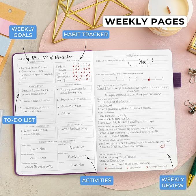 Legend Planner Daily for 3 Months – Undated Monthly Weekly & Daily Planner to Hit Goals. Organizer & Productivity Journal, A5 (Dark Purple)