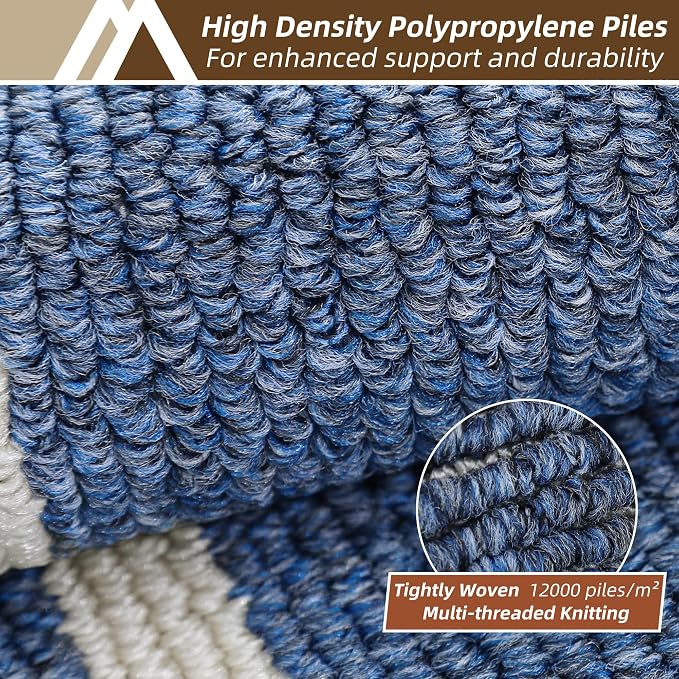 COSY HOMEER Kitchen Rugs Non-Slip 24x35/24x60 Inch Thick Polypropylene Standing Mat for Home Machine Washable, Blue