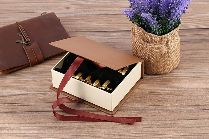 Yoption 6 Pcs Wax Seal Stamp Set, Ocean Crystal Mermaid Sealing Wax Stamps Kit, Wooden Handle with Brass Head for Wedding Christmas Invitation Gift Cards