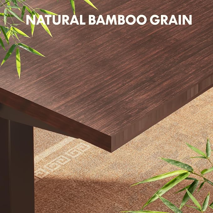 FLEXISPOT Solid Bamboo Standing Desk, 48" x 24" Real Bamboo Desktop with Natural Grain, Durable & Sustainable Workstation for Home Office and Multi-Monitor Setups (Walnut, Black Frame)