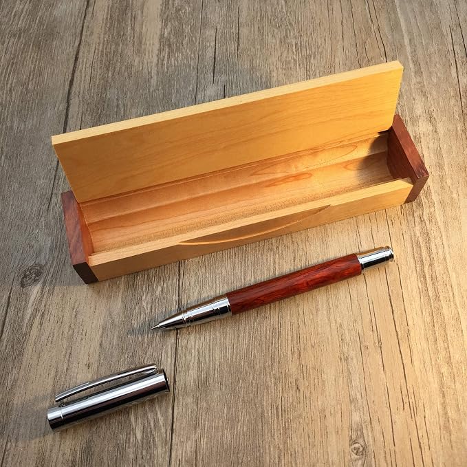 LACHIEVA LUX Classic Rosewood Rollerball Pen Set - Fine Wooden Pen with German Schneider Refill, Luxury Writing Tool for Men & Women, Executive Gift for Office & Business (Rosewood)