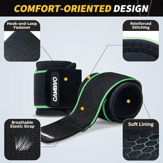CAMBIVO Wrist Brace 2 Pack, Adjustable Compression Wrist Support for Carpal Tunnel, Tendonitis Pain Relief, Wrist Wraps for Weightlifting, Gym Fitness, Sleeping Night Support, Men Women